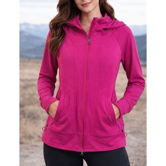 Athleta Sweaters - Athleta Rishi pink athletic zip up hooded sweater size M
